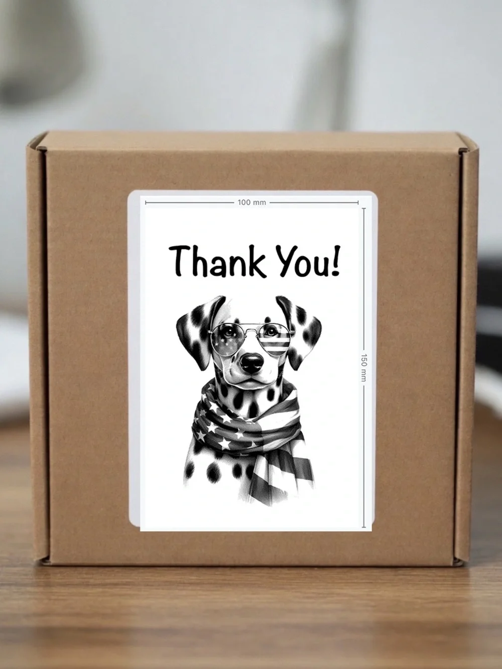 Patriotic Dalmatian Thank You Stickers  4”x6”-100ct.